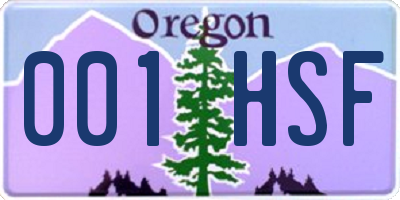 OR license plate 001HSF