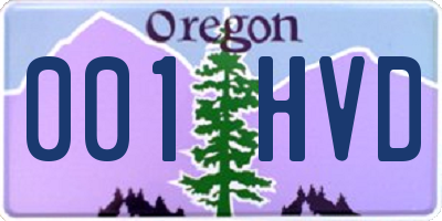 OR license plate 001HVD