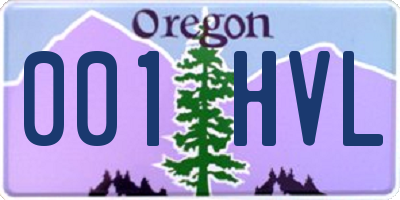 OR license plate 001HVL