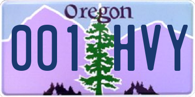 OR license plate 001HVY