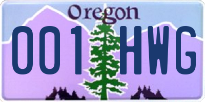 OR license plate 001HWG