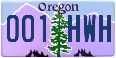 OR license plate 001HWH