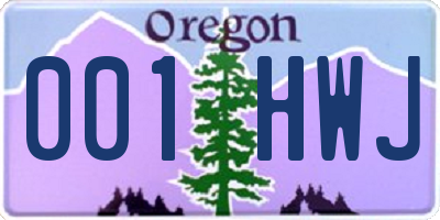 OR license plate 001HWJ