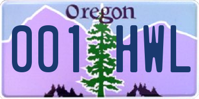 OR license plate 001HWL