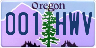 OR license plate 001HWV