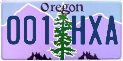 OR license plate 001HXA