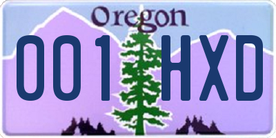 OR license plate 001HXD