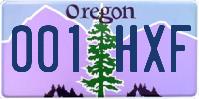 OR license plate 001HXF