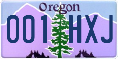 OR license plate 001HXJ