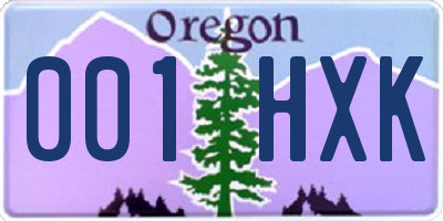 OR license plate 001HXK