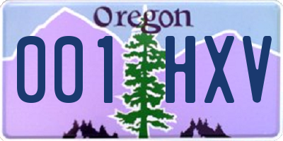OR license plate 001HXV