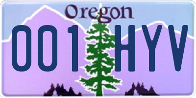 OR license plate 001HYV