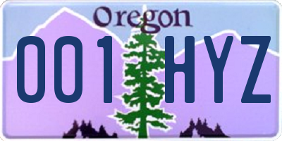 OR license plate 001HYZ