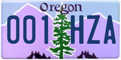 OR license plate 001HZA