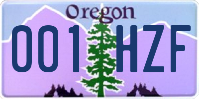 OR license plate 001HZF