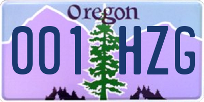 OR license plate 001HZG