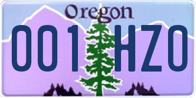 OR license plate 001HZO