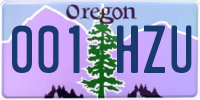 OR license plate 001HZU