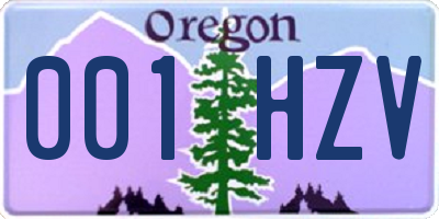 OR license plate 001HZV