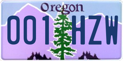 OR license plate 001HZW