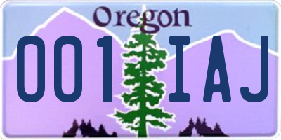 OR license plate 001IAJ