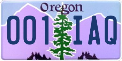 OR license plate 001IAQ