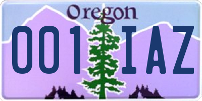 OR license plate 001IAZ