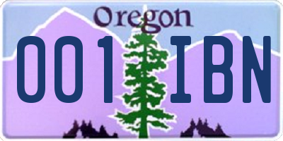 OR license plate 001IBN