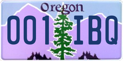 OR license plate 001IBQ