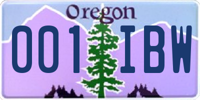 OR license plate 001IBW