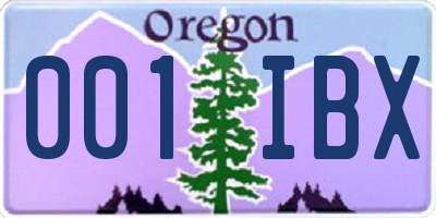 OR license plate 001IBX