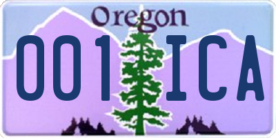 OR license plate 001ICA