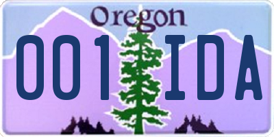 OR license plate 001IDA