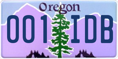 OR license plate 001IDB