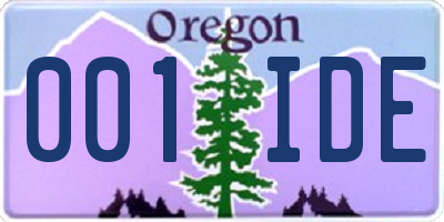 OR license plate 001IDE