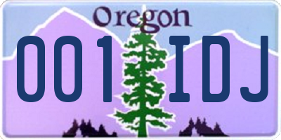 OR license plate 001IDJ