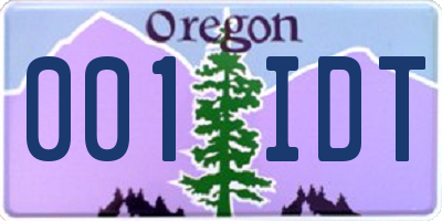 OR license plate 001IDT