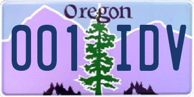 OR license plate 001IDV