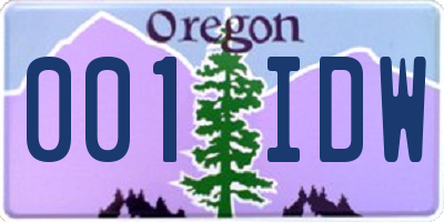 OR license plate 001IDW