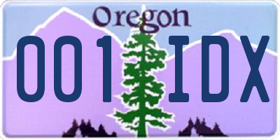 OR license plate 001IDX