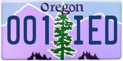 OR license plate 001IED