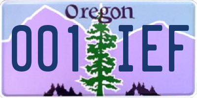 OR license plate 001IEF