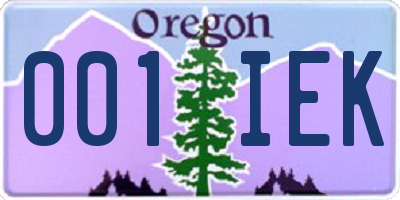 OR license plate 001IEK