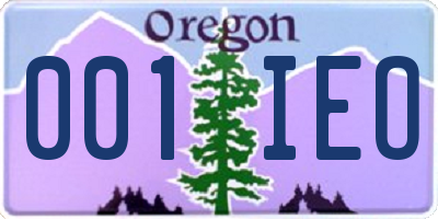 OR license plate 001IEO