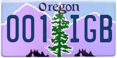 OR license plate 001IGB