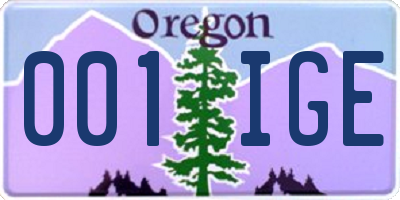 OR license plate 001IGE