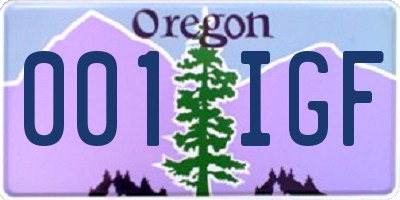 OR license plate 001IGF