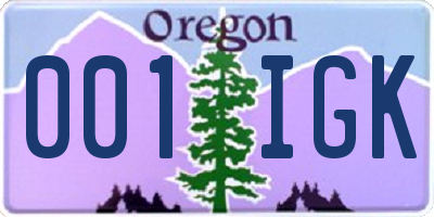 OR license plate 001IGK