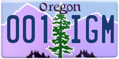 OR license plate 001IGM