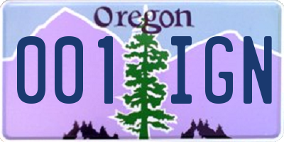 OR license plate 001IGN